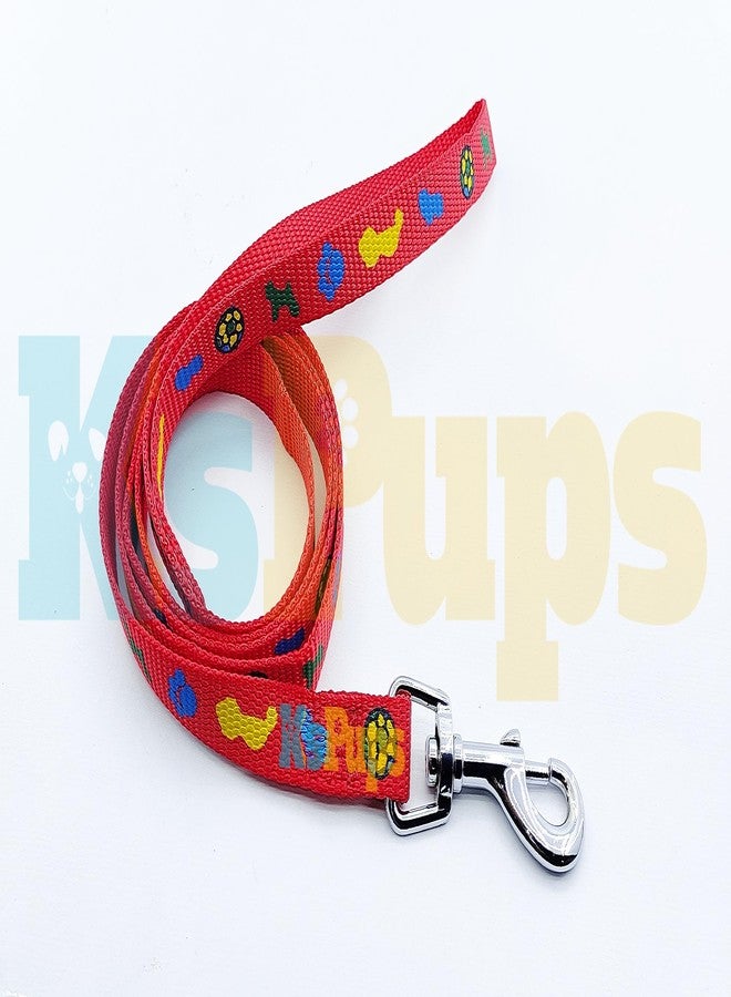 KsPups 15MM Soft Printed Dog Collar and Leash Set Puppy Printed, Adjustable Buckle Nylon Collar with Leash Ideal for Outdoor Walking Small and Medium Dogs (Red) - Image 3
